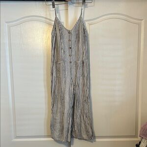 Striped Jumpsuit with Button Detail